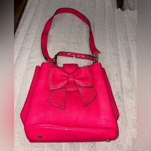 Betsey Johnson Pink Studded Bow Handbag